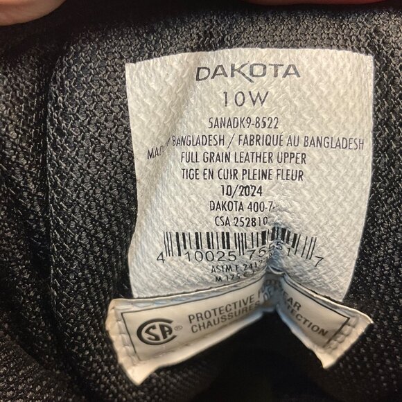 DAKOTA Men 8" Steel Toe Steel Plate Quad Comfort Work Boots 8522 Wheat Size 10W - Picture 8 of 8